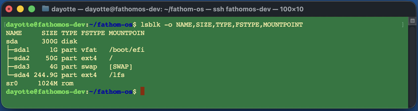 Disk layout confirmed.