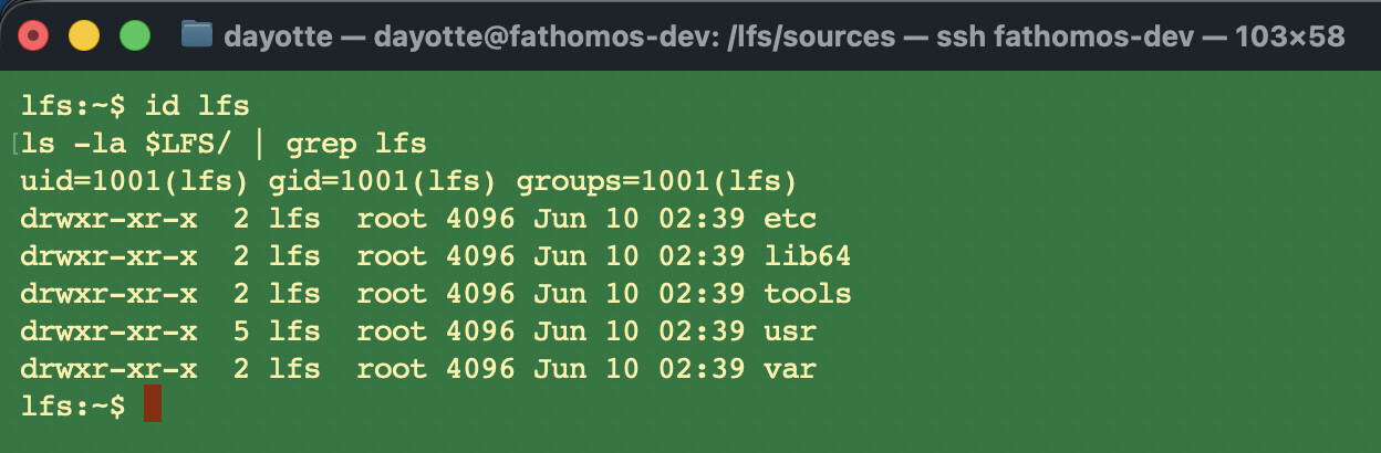 lfs user created and directory ownership transferred.