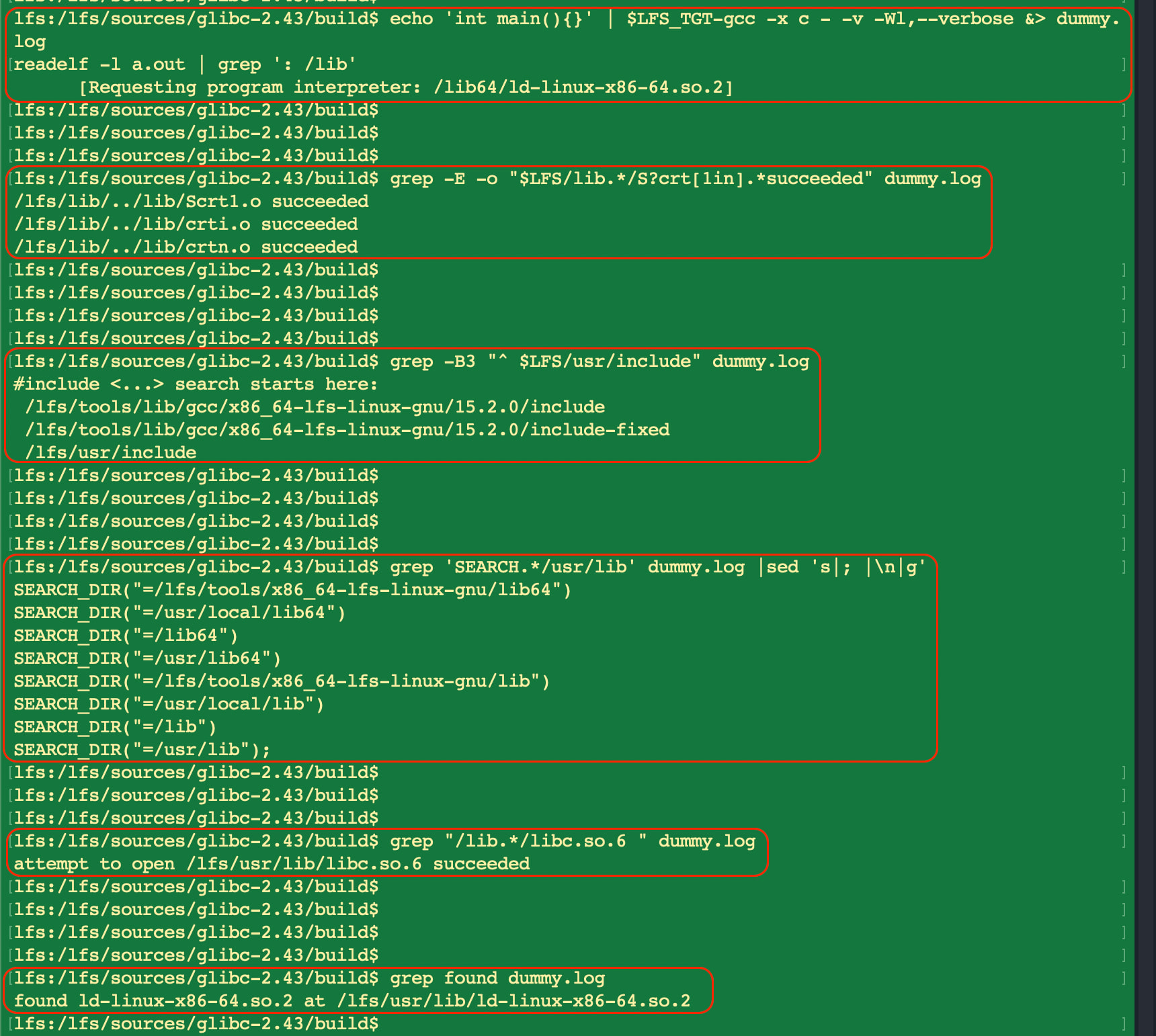 All six toolchain sanity checks pass. Cross-toolchain verified.