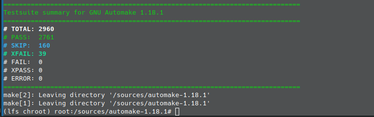 Automake test suite. 2960 total, no failures.