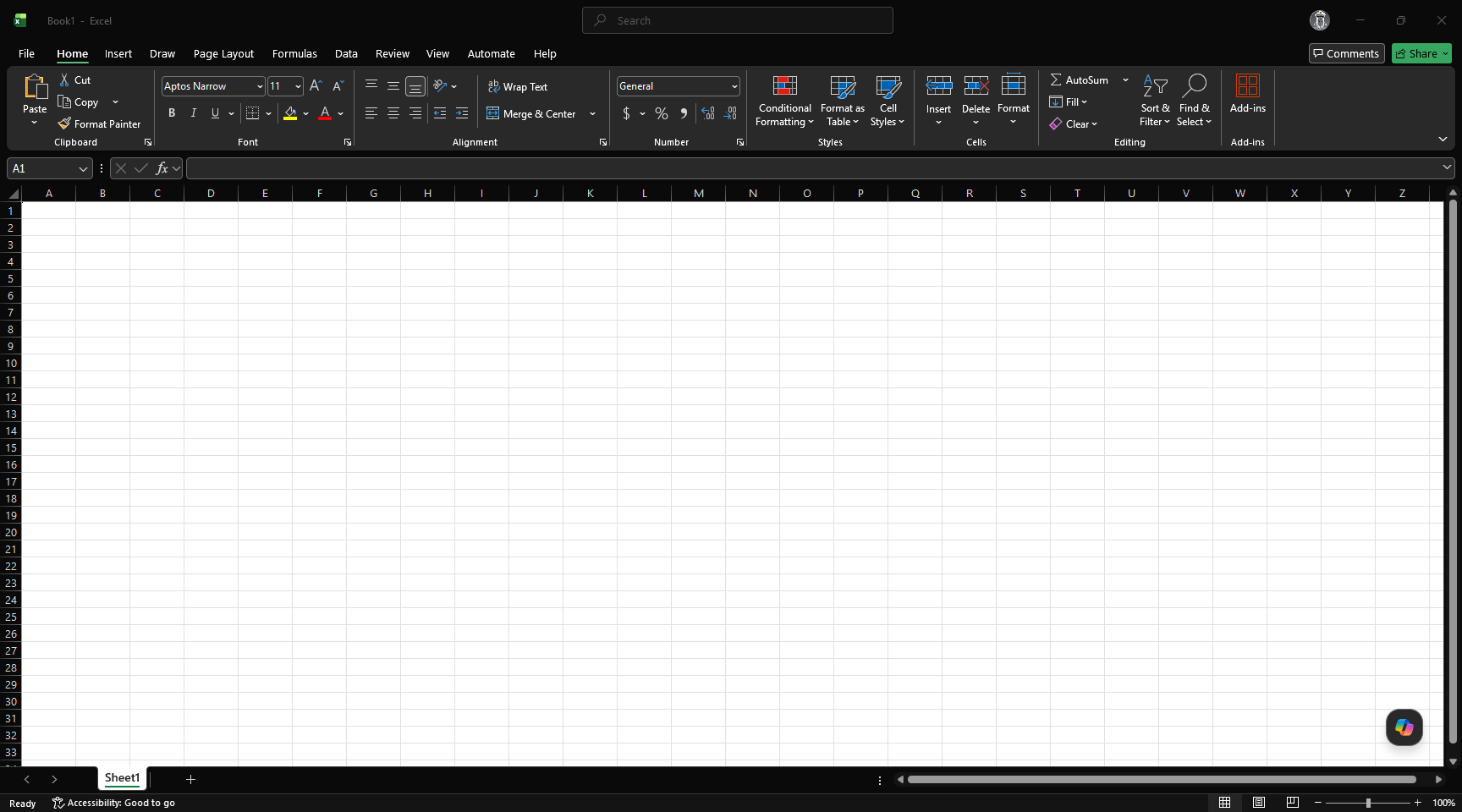 Excel interface